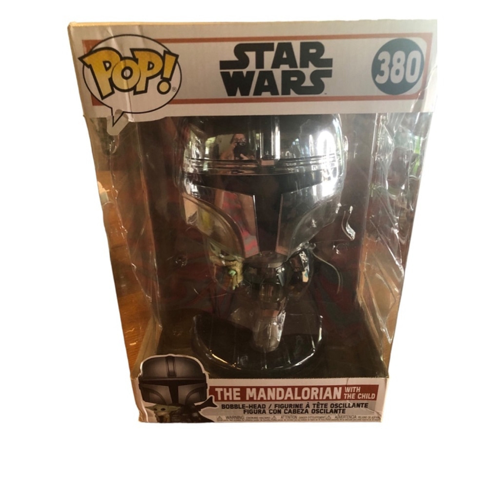 Funko Pop Star Wars The Mandalorian With The Child Silver Figure #380 Jumbo